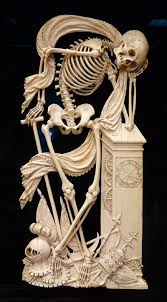  A skeletion restting on a stone piller